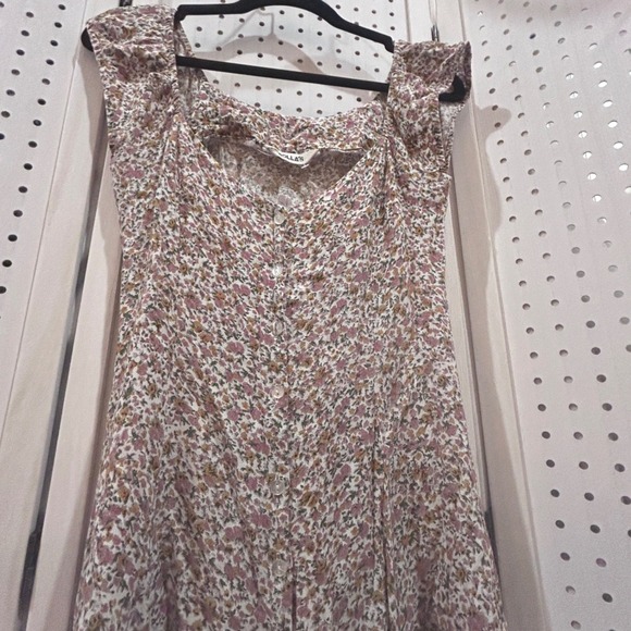ROLLA'S Dresses & Skirts - Rolla's Floral Print Square Neck Button Front Mini Dress XS White Pink Deadstock